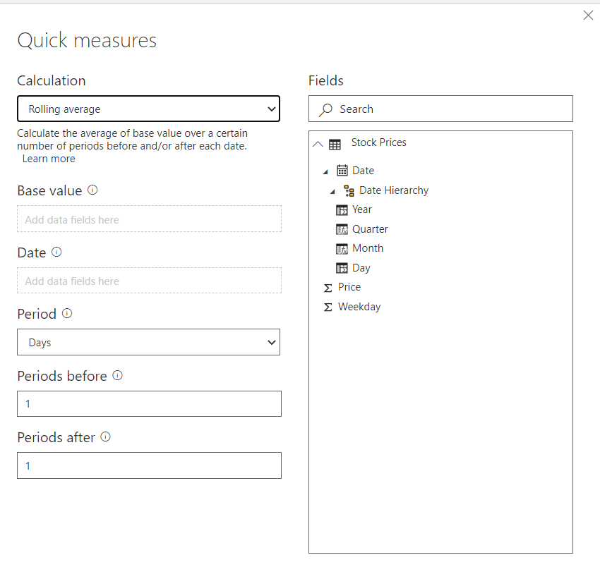 Quick Measure Configuration